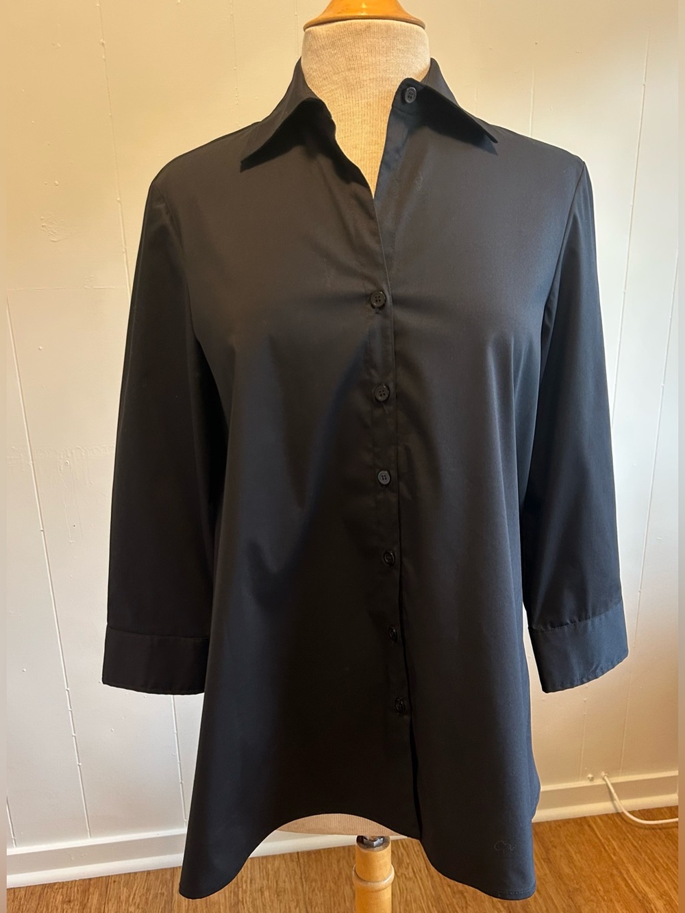 Black Finley 3/4-Sleeve Cotton Shirt (Size  XS-XL)